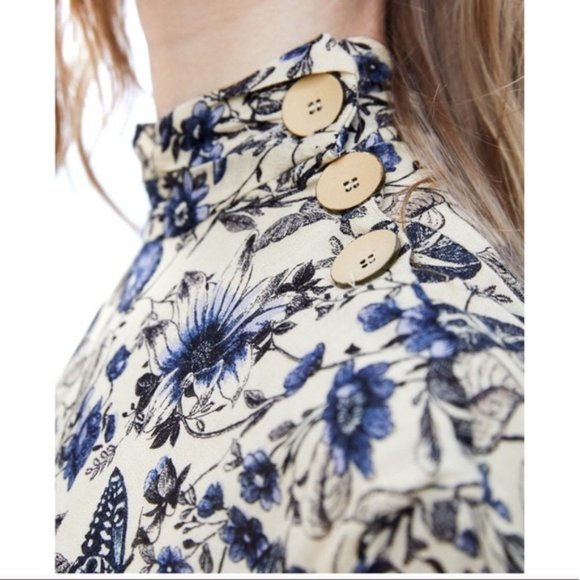 Zara Z1975 Denim Butterfly Floral Dress Small - Picture 2 of 8